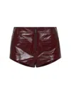 Shop Self-portrait Women`s Red Zipper Leather Shorts