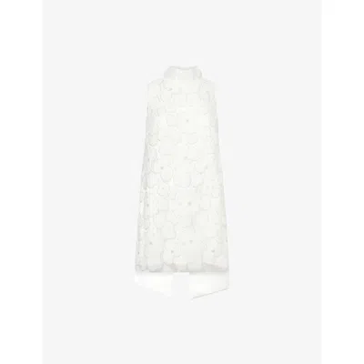 Self-portrait Womens White Satin-bow Tulle Mini Dress