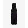 Self-portrait Womens Bandeau Wide-leg Crepe Jumpsuit Black In Black