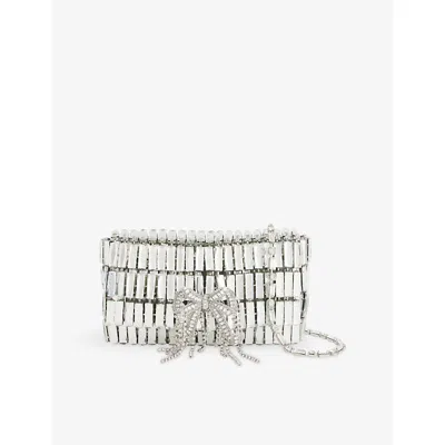 Self-portrait Womens Silver Crystal Bow Metal Shoulder Bag