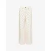 Self-portrait Self Portrait Women Cream Denim Diamante Bow Jeans In Cream