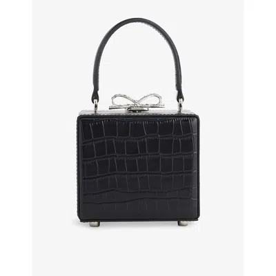 SELF-PORTRAIT WOMENS BLACK FAUX-CROC LEATHER MICRO BAG