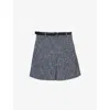 Self-portrait Womens Front-pleat Fully-lined Boucle Mini Skirt Blue In Blue