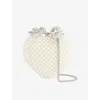 Self-portrait Womens Cream Heart Leather And Faux-pearl Clutch Bag In White