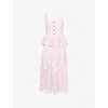 Self-portrait Womens Pink Peplum Sleeveless Lace Midi Dress In Pink
