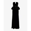 Self-portrait Strapless Velvet Peplum Maxi Dress In Black