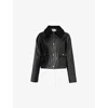 Self-portrait Textured Denim Jacket In Black
