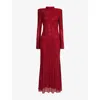 Self-portrait Crystal-embellished Mesh Midi Dress In Red