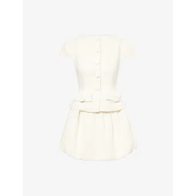 Self-portrait Womens Sequin-embellished Bubble-skirt Woven Mini Dress Cream