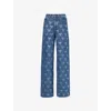 Self-portrait Blue Jeans With All-over Rhinestoned Bow Embellishments In Blue
