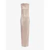Self-portrait Womens Rhinestone Sleeveless Stretch-woven Maxi Dress Silver In Neutral