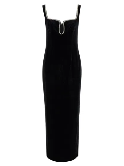 Self-portrait Self Portrait Womens Velvet Maxi Dress In Black