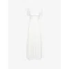 Self-portrait Womens Bow Gathered Laced Midi Dress White