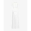 Self-portrait Womens White Contrast-satin Lace Woven Maxi Dress In White
