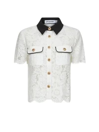 Self-portrait Self Portrait Women White Floral Lace Short-sleeved Shirt
