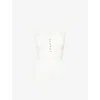 Self-portrait Womens Lace-trim Ribbed Knit Top White In White