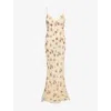 Self-portrait Self Portrait Yellow Floral Rhinestone Maxi Dress In Neutral