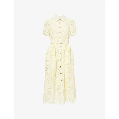 Self-portrait Womens Yellow Lace Collared Woven Midi Dress