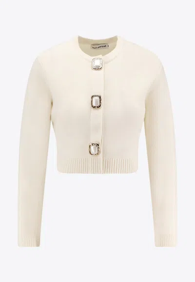 Self-portrait Wool-blend Buttoned Cardigan In Pink