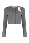 Self-portrait Grey Crochet Flower Cardigan Clothing In Gray