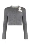 Self-portrait Grey Crochet Flower Cardigan Clothing In Gray