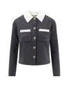 Self-portrait Wool Blend Cardigan With Contrasting Collar In Blue