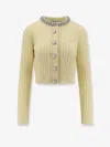 Self-portrait Crystal-embellished Cable-knit Cardigan In Yellow