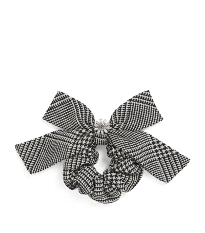 Self-portrait Kids' Wool-blend Check Hair Bow In Black