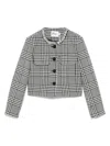 Self-portrait Wool Blend Checked Jacket In Black