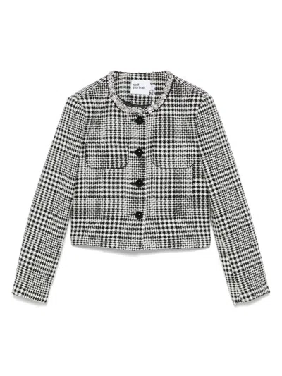 Self-portrait Wool Blend Checked Jacket In Black