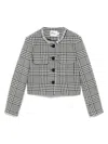 Self-portrait Wool Blend Checked Jacket In Black