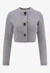 Self-portrait Wool-blend Cropped Cardigan In Gray