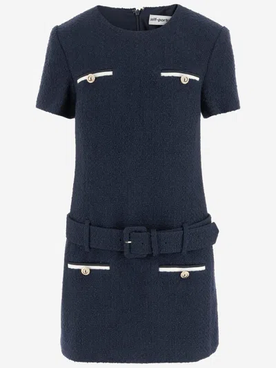 Self-portrait Self Portrait Wool Blend Dress In Blue