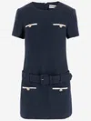 Self-portrait Textured Boucle Mini Dress In Blue