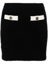 Self-portrait Knitted Miniskirt With Golden-effect Detail In Black