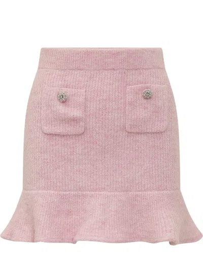 SELF-PORTRAIT WOOL BLEND MINISKIRT