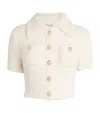 Self-portrait Womens Slim-fit Pointed-collar Textured Wool-blend Knit Top Cream In Ivory