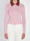 Self-portrait Self Portrait Women Wool Cardigan With Contrasting Collar In Pink