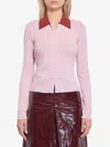 Self-portrait Self Portrait Women Wool Cardigan With Contrasting Collar In Pink