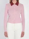 Self-portrait Self Portrait Women Wool Cardigan With Contrasting Collar In Pink