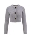 Self-portrait Jewelled-button Wool Cardigan In Gray