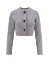 Self-portrait Jewelled-button Wool Cardigan In Gray