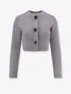 Self-portrait Jewelled-button Wool Cardigan In Gray