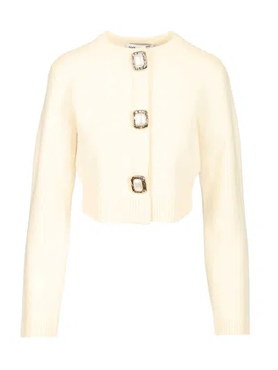 SELF-PORTRAIT WOOL CARDIGAN KNITWEAR BEIGE