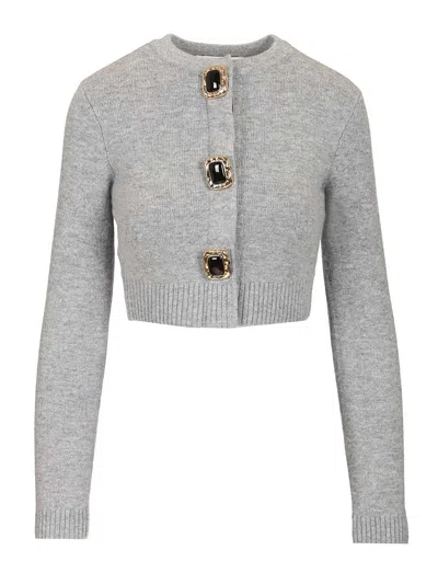SELF-PORTRAIT WOOL CARDIGAN KNITWEAR GREY