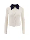 Self-portrait Self Portrait Women Wool Cardigan With Contrasting Collar In White