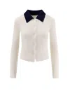 Self-portrait Self Portrait Women Wool Cardigan With Contrasting Collar In White