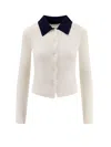 Self-portrait Self Portrait Women Wool Cardigan With Contrasting Collar In White