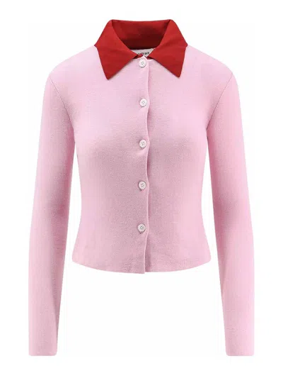 SELF-PORTRAIT WOOL CARDIGAN WITH CONTRASTING COLLAR