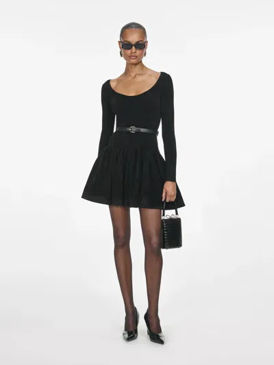 Self-portrait Wool Crepe Mini Dress In Black